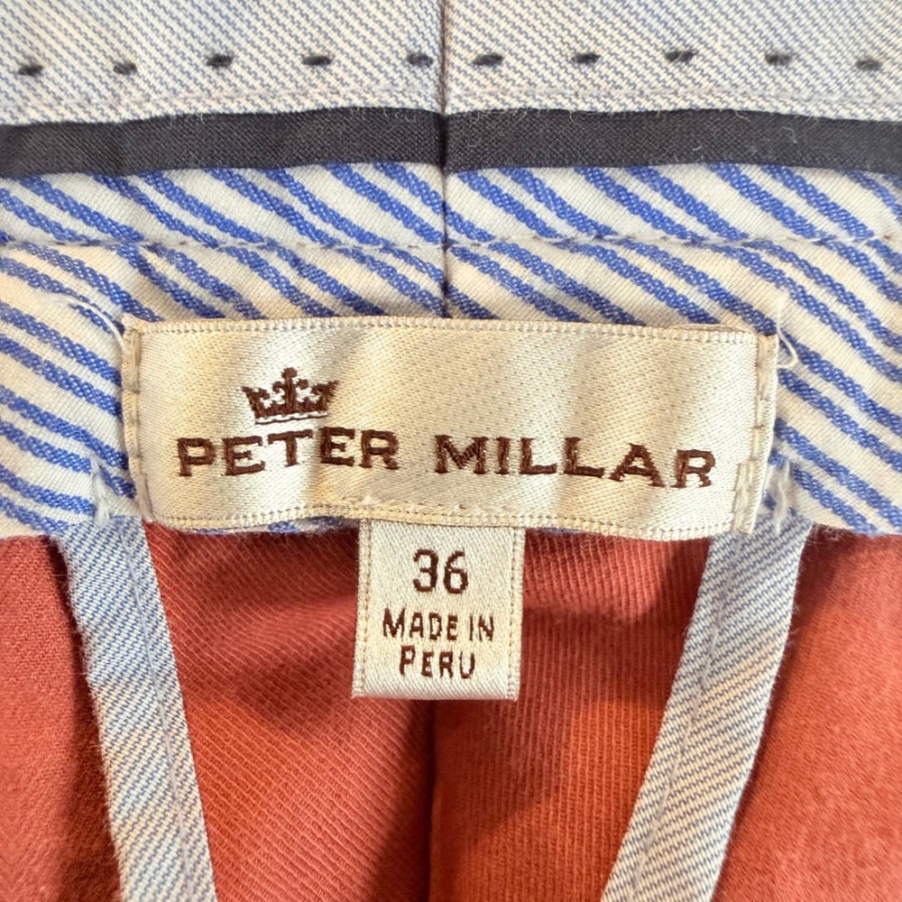 Peter‎ Millar Chino Pants 36 FLAT FRONT Golf Casual Coral Pink Preppy Cotton - Picture 2 of 9